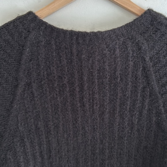 Free People Black Knit Eyelet Crewneck Carter Pullover Women's Size Small - Picture 10 of 14